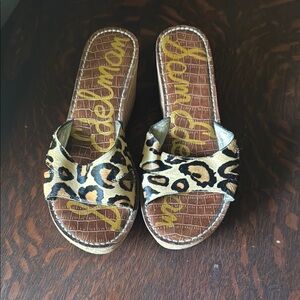 Sam Edelman Brown and Black Leopard Slide Sandals